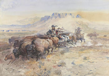 Charles M. Russell (1864–1926)  The Upper Missouri in 1840, 1902  Watercolor on paper C. M. Russell Museum, Great Falls, Montana, Trigg Collection