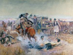 Charles M. Russell (1864–1926)  Bronc to Breakfast, 1908  Watercolor on paper Montana Historical Society, Mackay Collection X1952.01.06