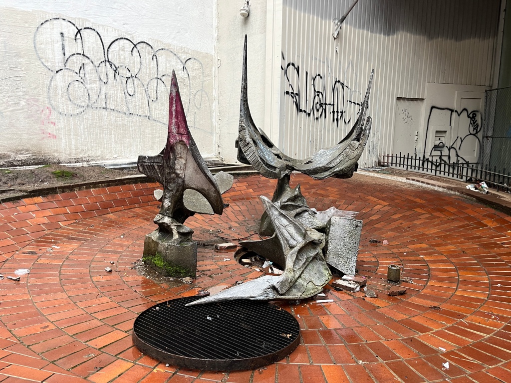 Decaying sculpture in Downtown Portland