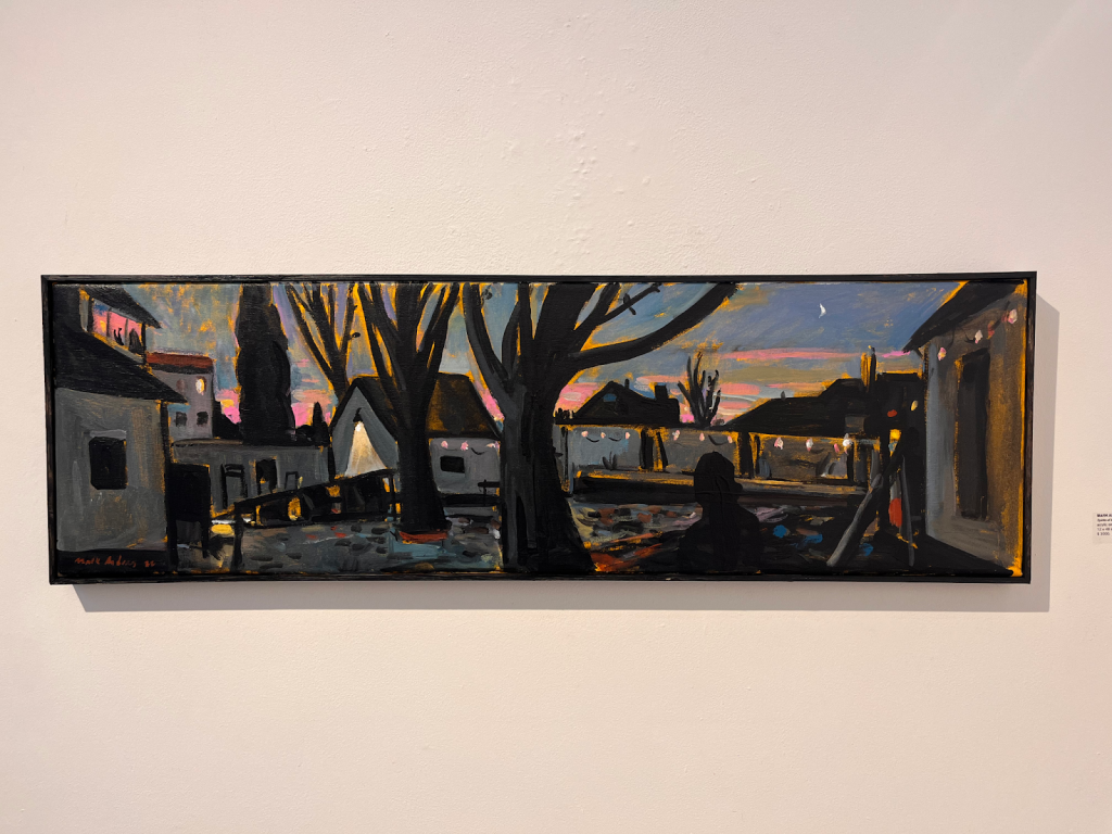 painting showing a courtyard at dusk